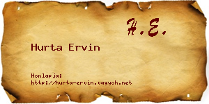 Hurta Ervin névjegykártya